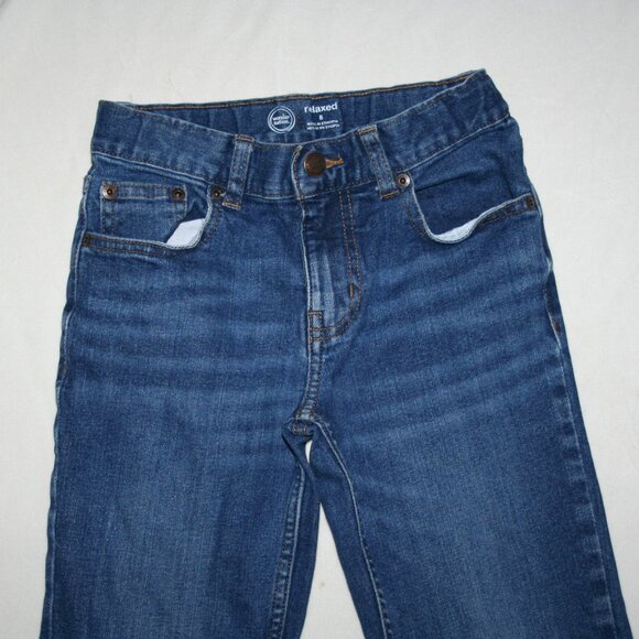 BOYS 8 DENIM BLUE JEANS REGULAR RELAXED FIT POCKETS ADJUSTABLE WAIST EUC - Picture 3 of 14